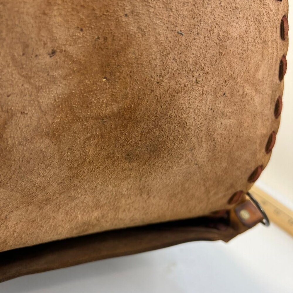 Vintage Tooled Leather Saddle Bag Brown Handcrafted Crossbody Shoulder Purse - Picture 3 of 6